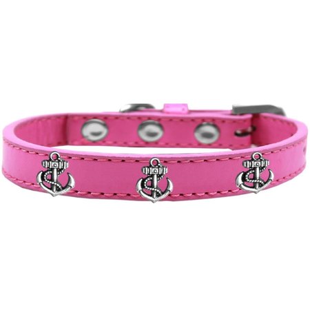 MIRAGE PET PRODUCTS Silver Anchor Widget Dog CollarBright Pink Size 10 631-22 BPK10
